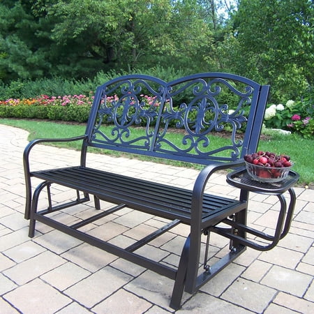 oakland living furniture outdoor patio furniture oakland living lakeville iron outdoor ft glider bench with side tray oakland living furniture outdoor patio furniture oakland living lakeville iron outdoor ft glider bench with side tray